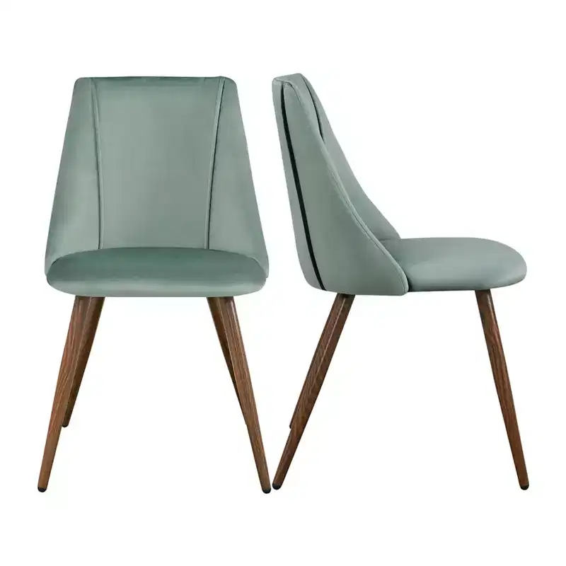 FurnitureR Dining Chairs Set of 2, Modern Velvet Accent Chairs with Large Soft Seat for Dining Room, Kitchen, Living Room, Bedroom, Green