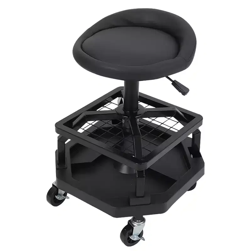 Rolling Garage Stool, Adjustable Height 330LBS Capacity Mechanic Stool, 360 Swivel Wheels Padded Shop Seat, Heavy Duty Work Bench for Workshop
