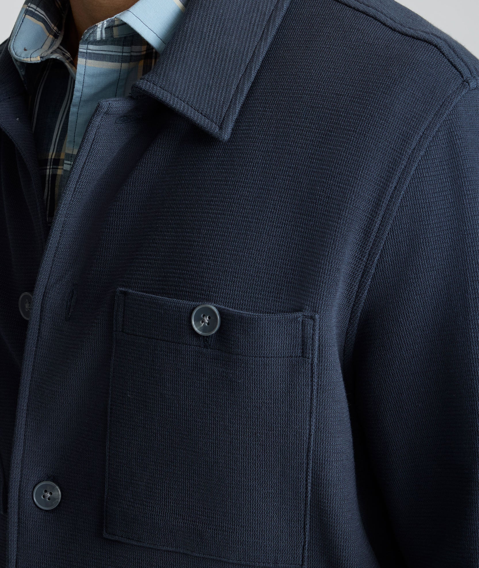 Knit Cotton Overshirt (Navy)