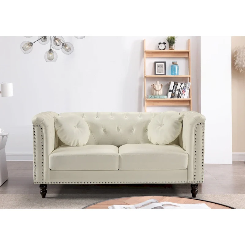Atkinson Classic Kittleson Nailhead Chesterfield Faux leather Loveseat