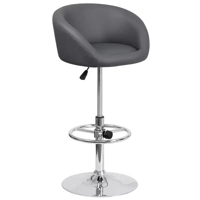 Bucket Seat Bar Stool with 360 Swivel, Adjustable Height and Metal Footrest