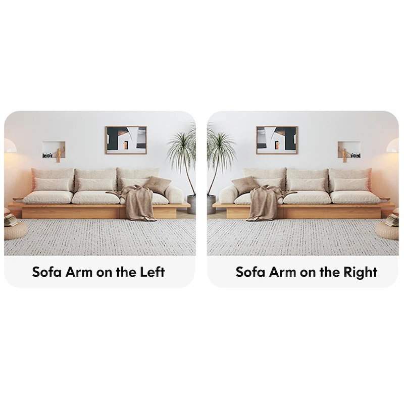 JASIWAY Cotton Line Beige Sofa With Wood Frame