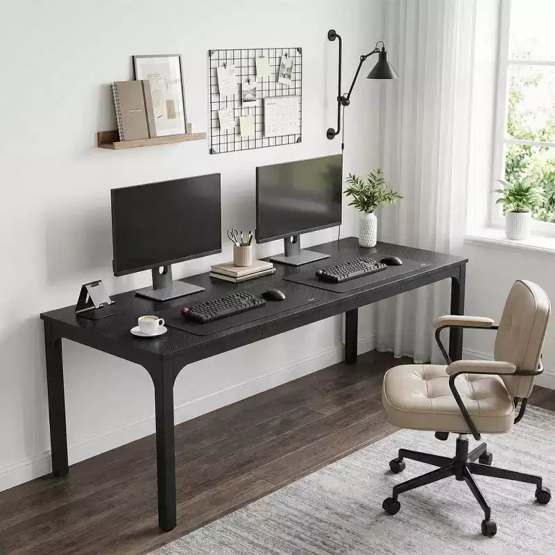 78.7 Extra Long Industrial Double Workstation Desk, 2-Person Home Office Desk with Heavy-Duty Metal Frame, 200lbs Capacity MDF Tabletop