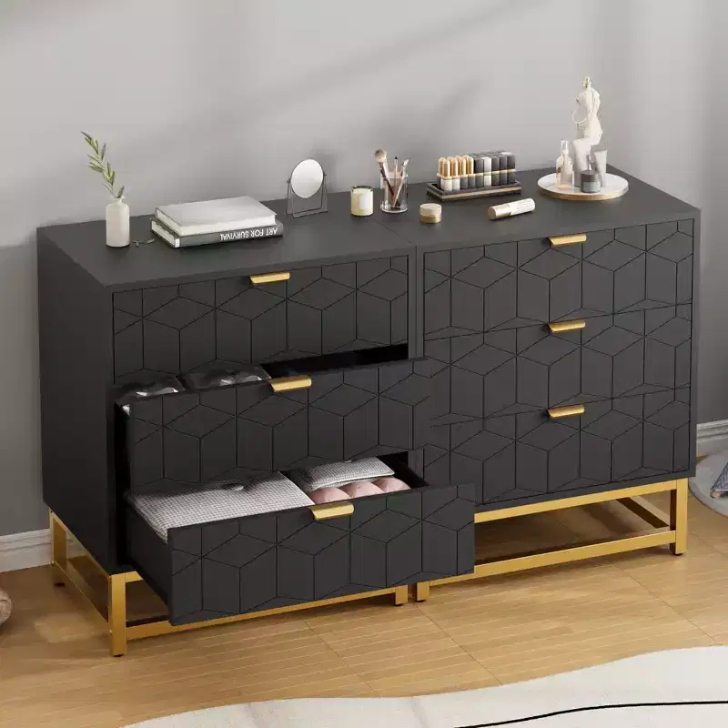 TROPOW Dresser for Bedroom, 3 Drawer Dresser with Metal Legs, Wood Dressers Chest Organizer with Wide Storage, Modern Chest