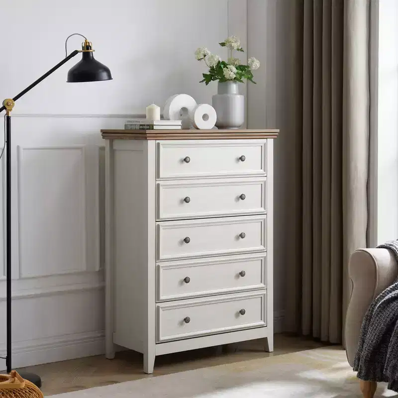 Beige Modern 5-Drawer Dresser, Single