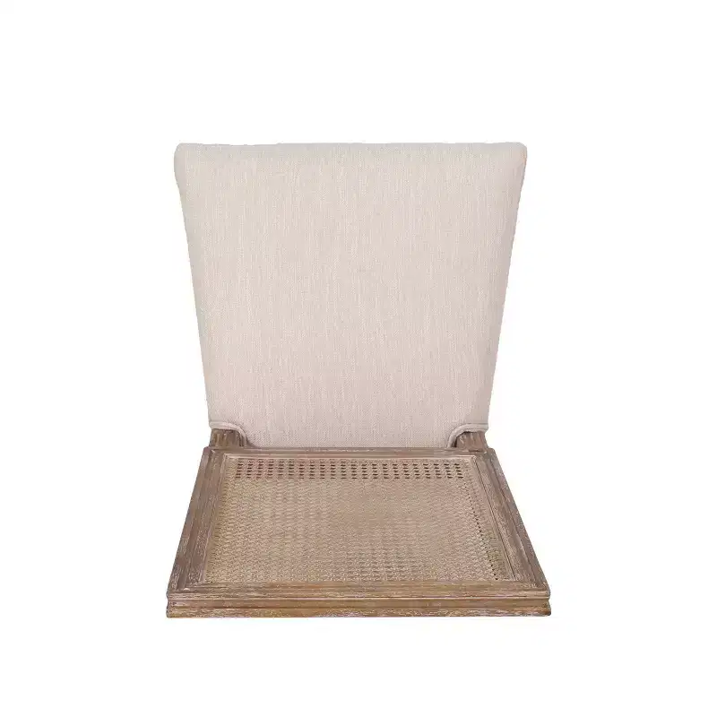 of 4 French Country Wood and Cane Upholstered Dining Chairs