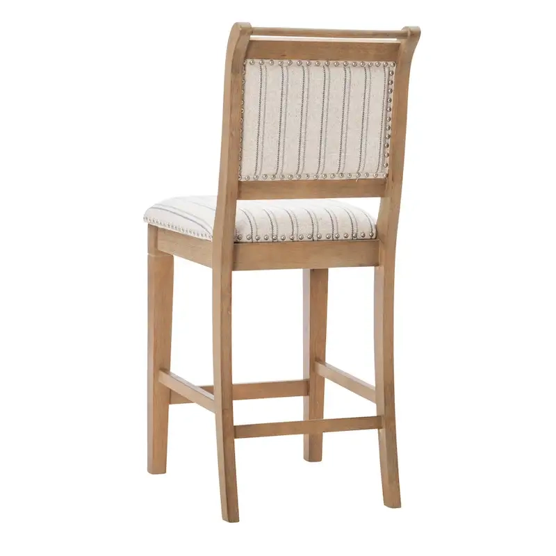 Demi Rustic Grey Solid Wood Striped 26-Inch Counter Stool