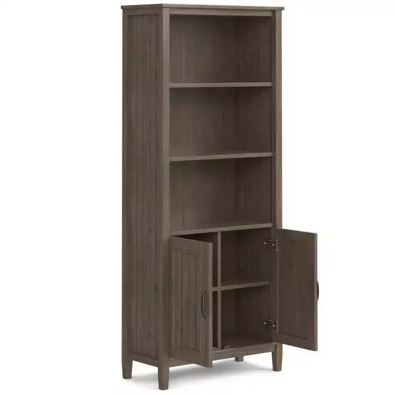 72" Rowan Bookcase Smoky Brown - Wyndenhall: Solid Hardwood, Adjustable Shelves, Storage Cabinet