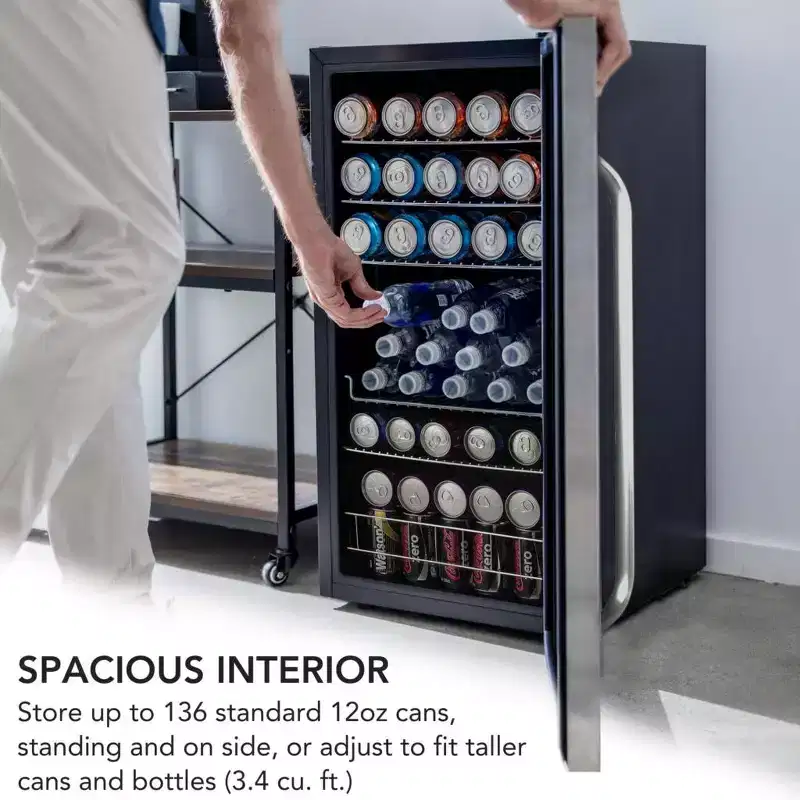 Whynter BR-1211DS 121 Can Freestanding Beverage Refrigerator cooler with Digital Control and Lock Stainless Steel