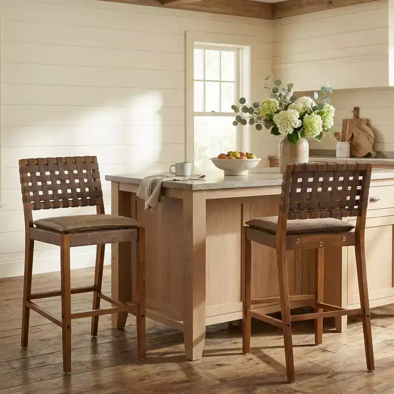 Christopher Knight Home Marc Contemporary Rubberwood and Faux Leather Upholstered Barstools (Set of 2)