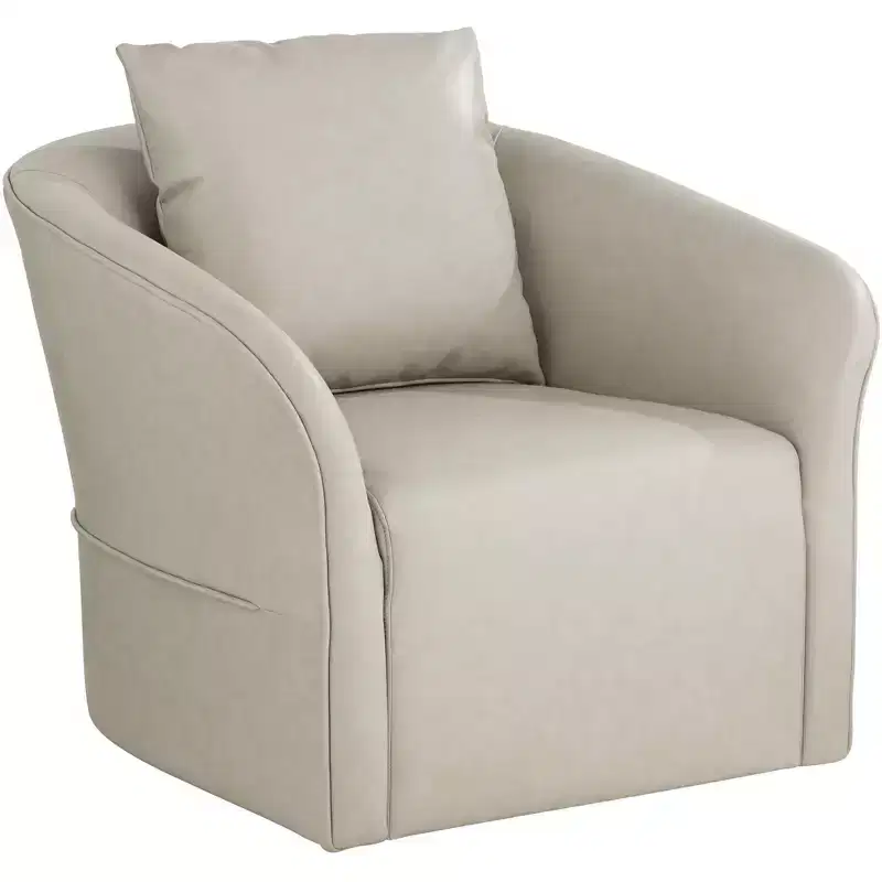 Studio 55D Charlie Crme Faux Leather Swivel Chair