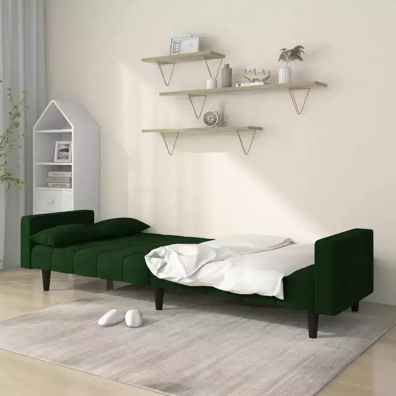 2-Seater Sofa Bed with Two Pillows