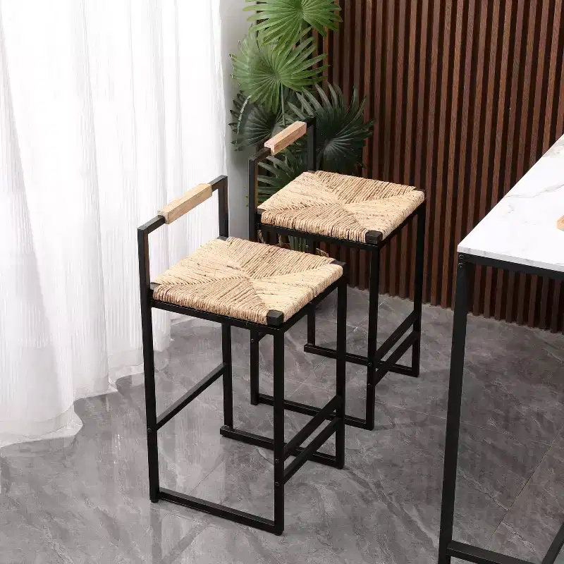 GDFStudio Ogden Rustic Iron 25 Bar Stools with Footrest (Set of 2)