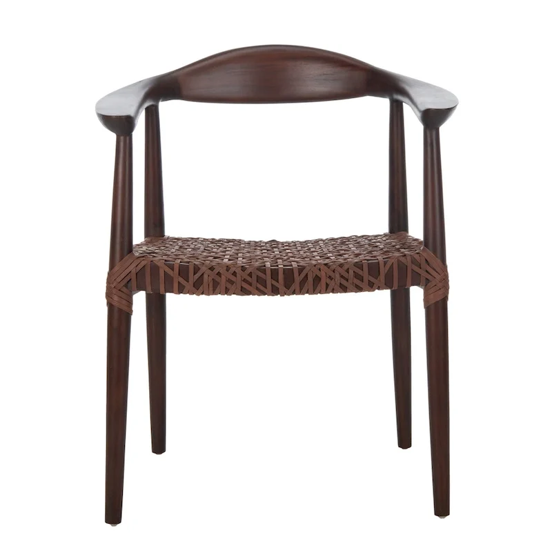 SAFAVIEH Therese Leather Woven Accent Chair - 25 W x 20.9 L x 30.9 H - 25Wx21Dx31H