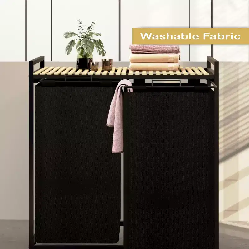 2-Compartment Laundry Hamper with Lid  Large 123L Dirty Clothes Basket