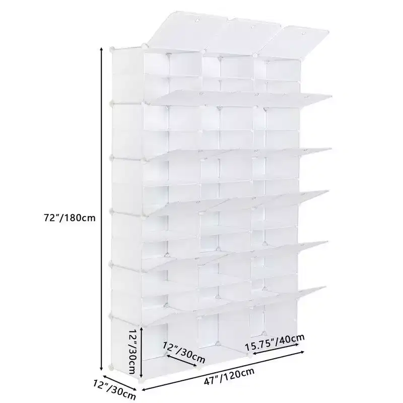 Karl Home 36 Cubby DIY Modular Shoe Cabinet Plastic Shoe Organizer White