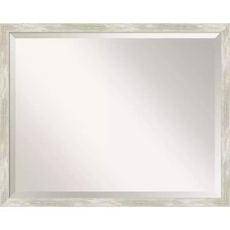 Crackled Narrow Framed Bathroom Vanity Wall Mirror Metallic - Amanti Art