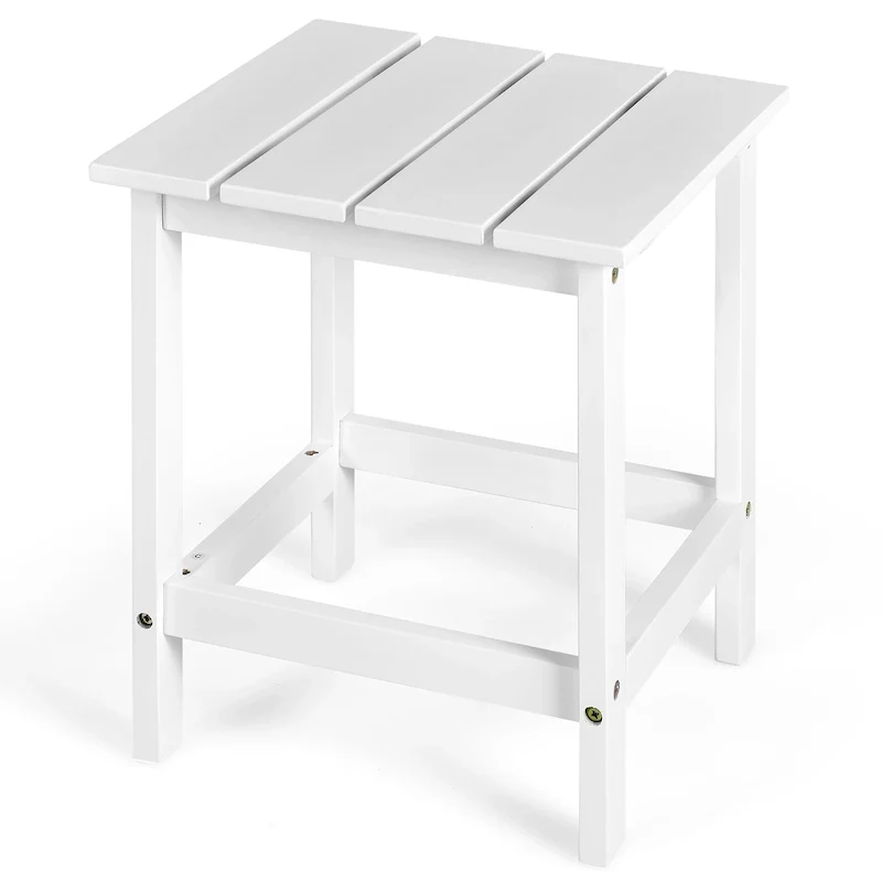 Patio 15 End Side Coffee Table Square Wooden Slat Garden Deck - See details