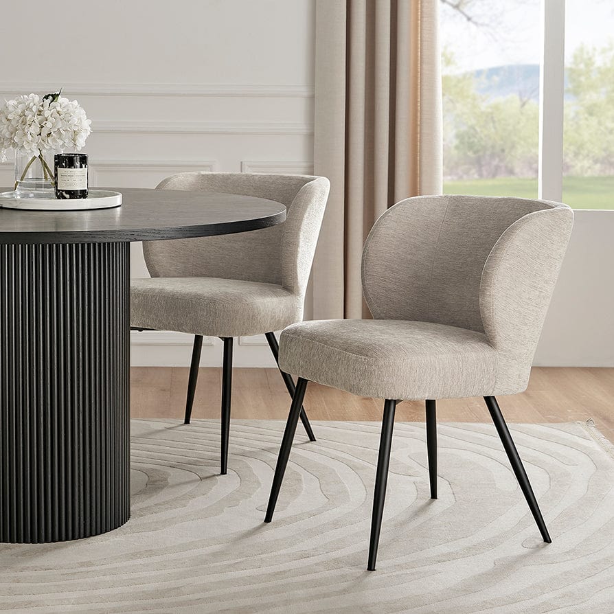 Contemporary Natural Chenille Dining Chair with Padded Seat for Dining Room