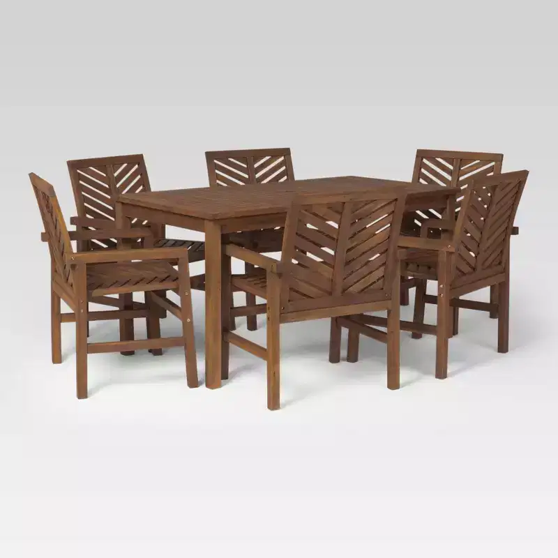 7pc Slatted Chevron Acacia Patio Dining Set - Saracina Home