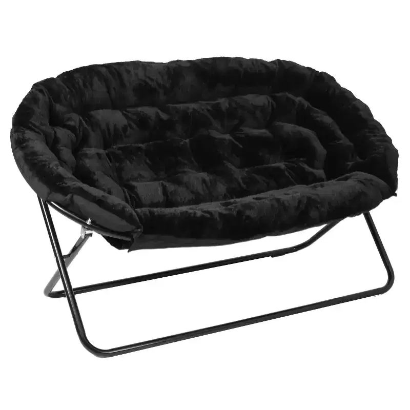 Flash Furniture Eleanor Portable Folding Upholstered Double Saucer Chair with a Steel Frame for Dorm, Living Room, or Bedroom