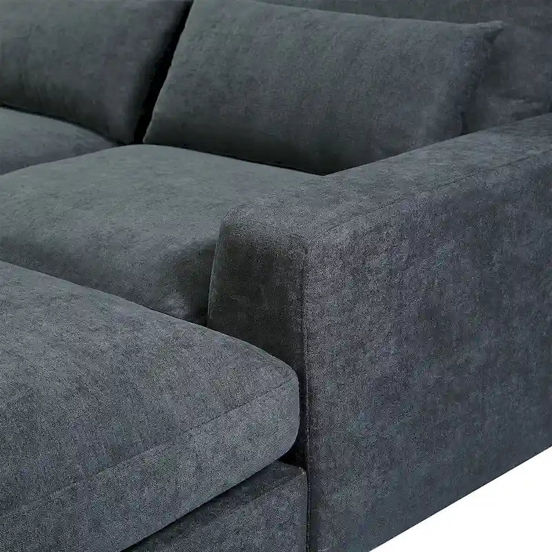 Modern Convertible Large L-shaped Feather Filled Sectional Sofa with Reversible Chaise - 129.9W x 72D x 31.5H