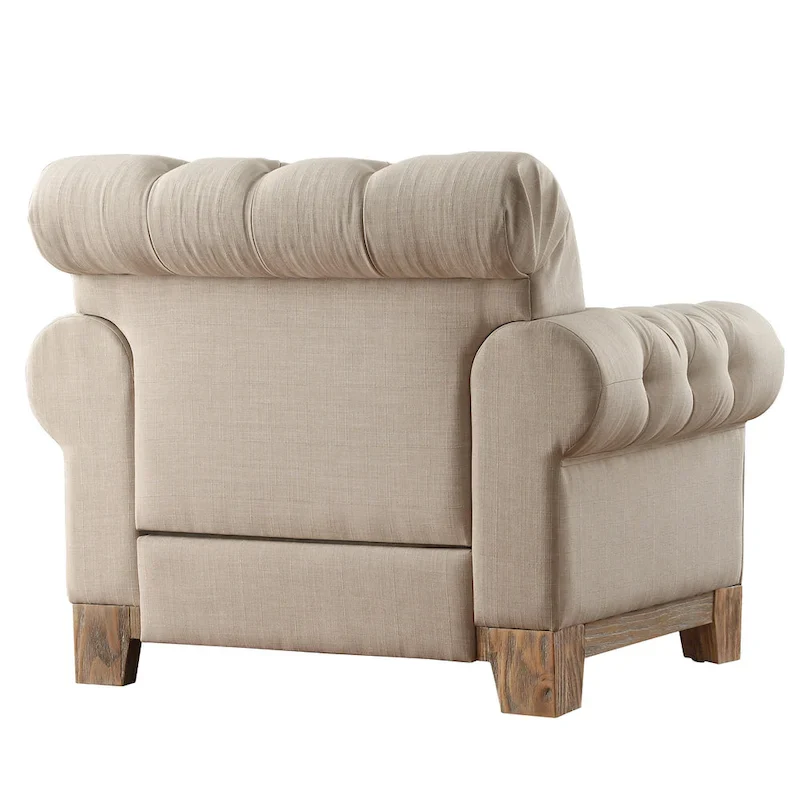 Tufted Scroll Arm Accent Chair with Nailhead Trim