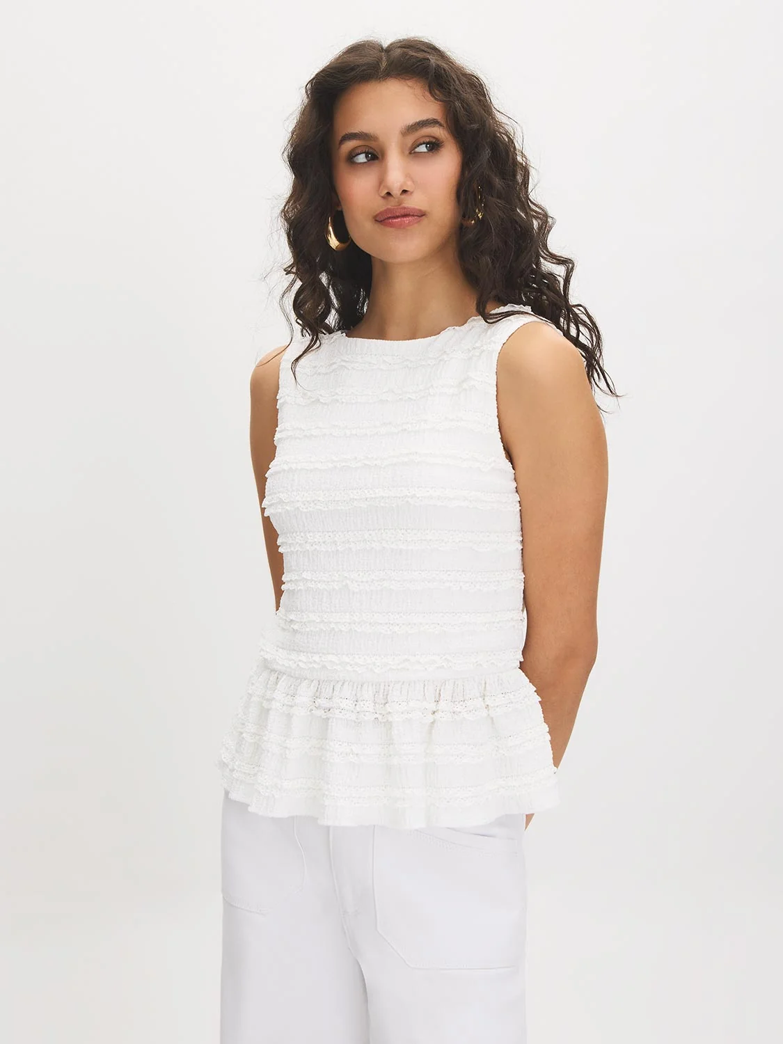 Sleeveless Textured Peplum Top
