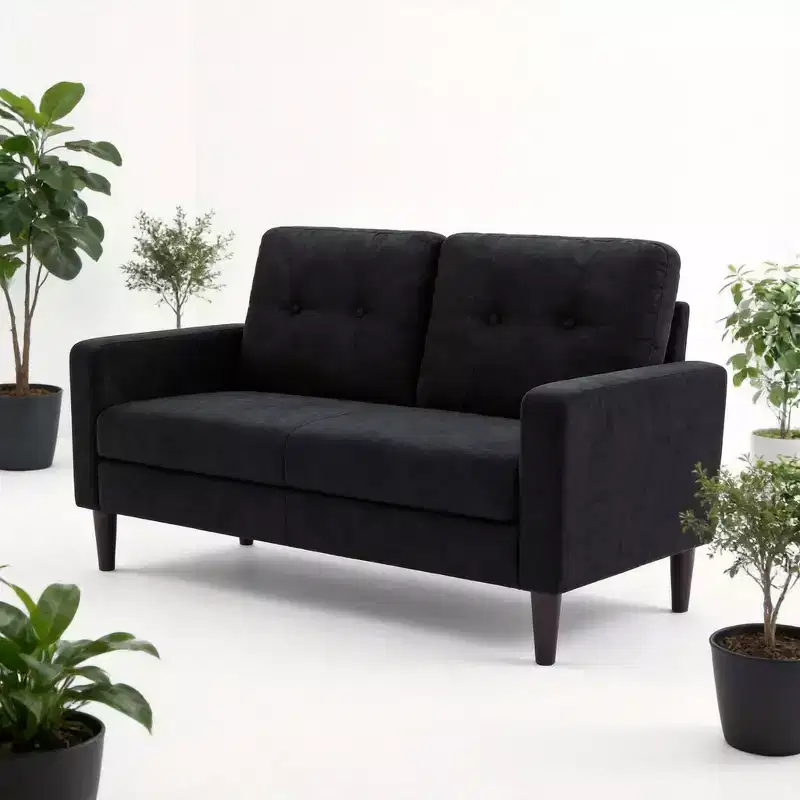 MAYEERTY 50.79 Loveseat Couch Sofa, Linen Blend 2-Seat Small Space Sofa with Removable Back Cushions & Solid Wood Legs