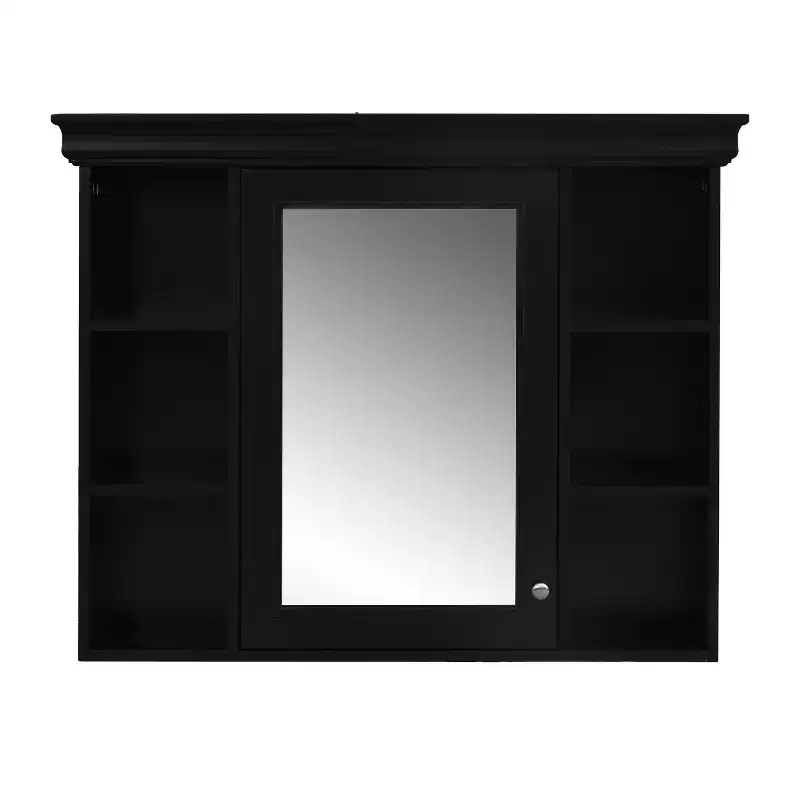 35x28 Wall Mounted Medicine Cabinet with Mirror Door and 6 Open Shelves