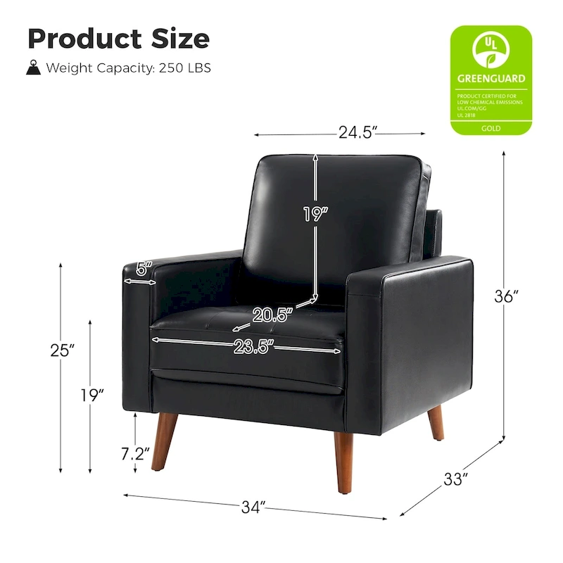 Elizabeth Mid-century Genuine Leather Arm Chair by HULALA HOME