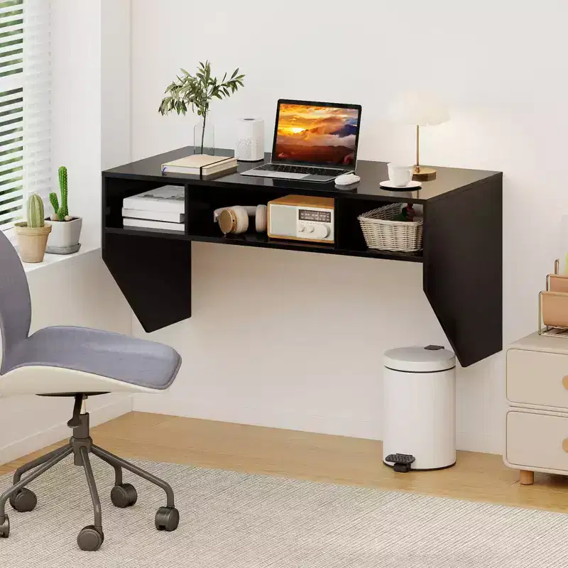 Wall Mounted Floating Computer Table Sturdy Desk Home Office Furni Storag Shelf