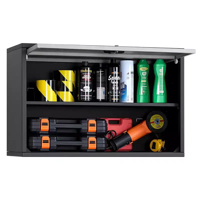 19.7 Metal Wall Cabinet-Up-Flip Door, 240LBS Load,Fit for Garage, Basement, Kitchen, Warehouse Assembly Required