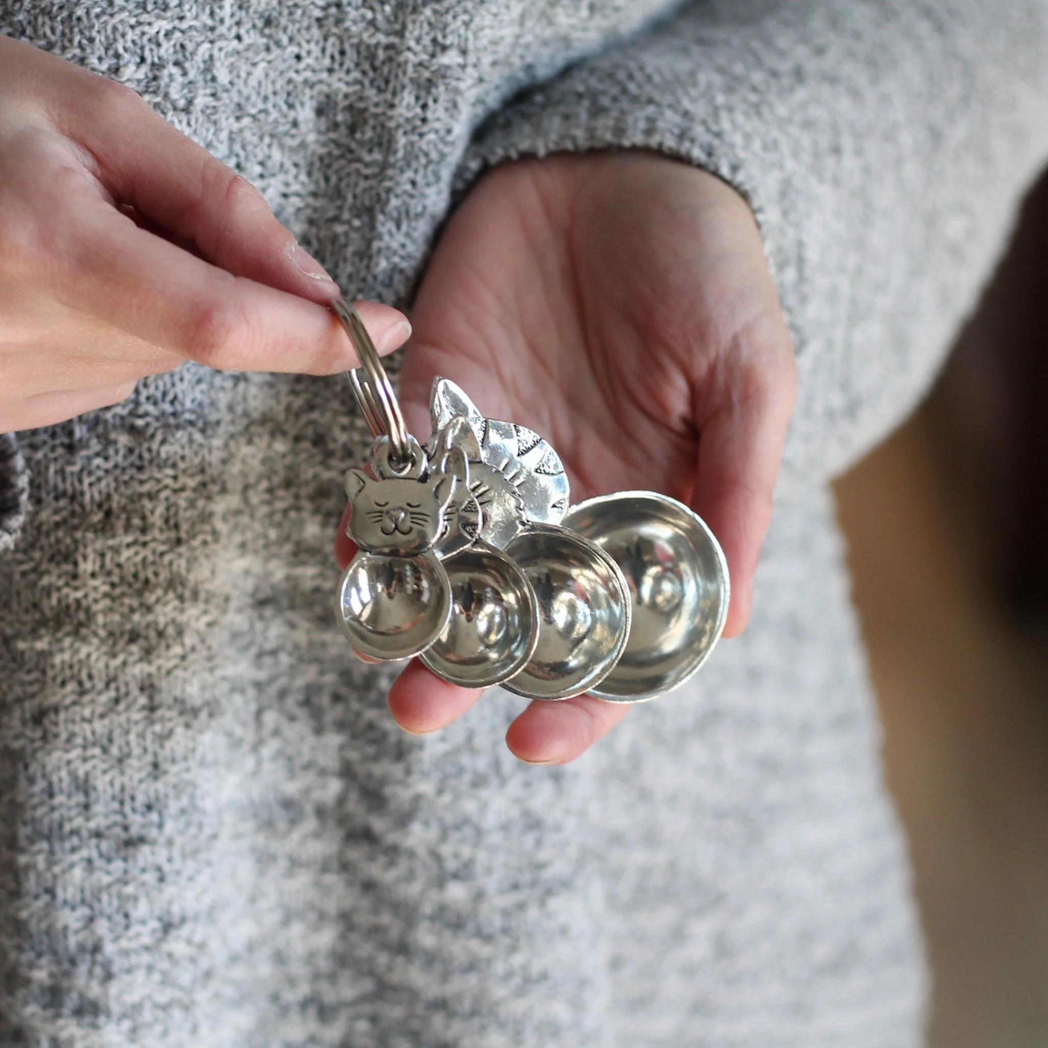 Handmade Pewter Cats Measuring Spoons