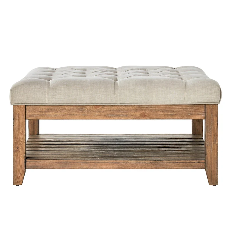 Lennon Pine Planked Ottoman Coffee Table by iNSPIRE Q Artisan