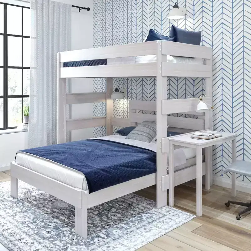 Plank+Beam Solid Wood Farmhouse Twin over Full L-Shaped Bunk Bed Bed with Desk