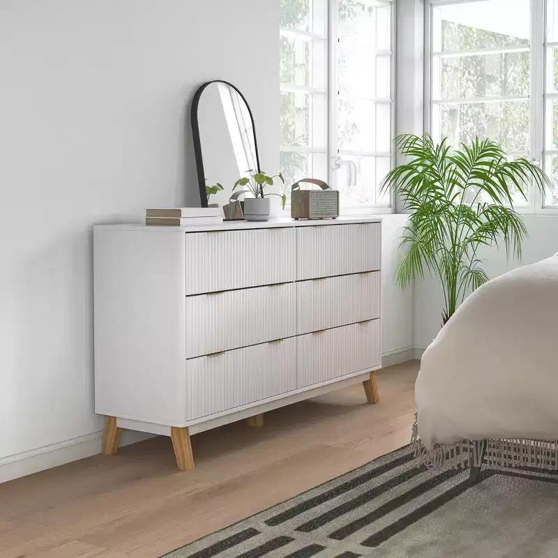Fluted Dresser for Bedroom with 6 Drawers, 54