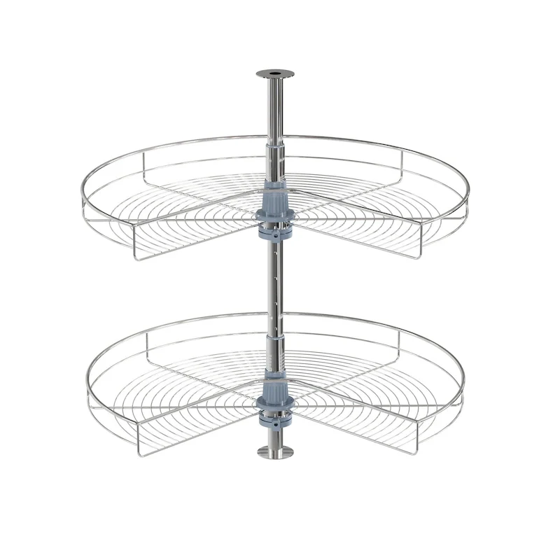 28-Inch Stainless Steel Lazy Susan Turntable, 270° Double Rack Kitchen Cabinet Organizer