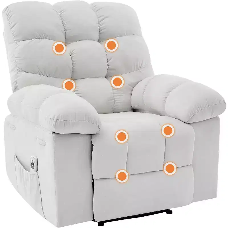 Recliner Chair, Wide Rocker Chair, Accent Chair with Massage and Heat, Heat Ergonomic Overstuffed Breathable Fabric Reclining Chair Recliner Chair