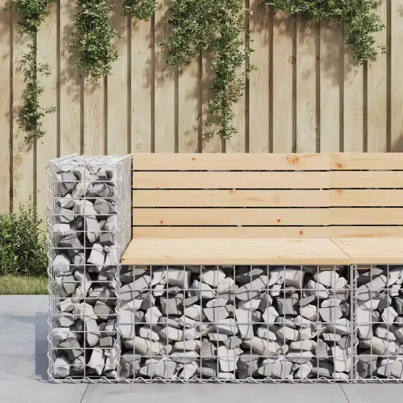 Garden Bench Natural wood, Silver Solid pine wood, Galvanized steel