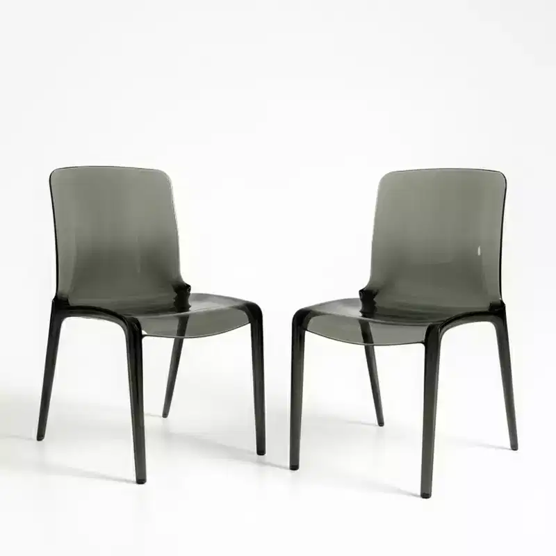 Clear Acrylic Dining Chair Set of 2 Stackable Waterfall Edge Lightweight 275 lbs