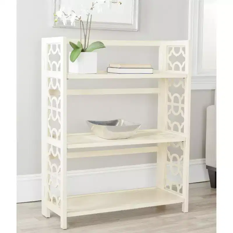 Small Open Bookcase 3-Shelf Black Lacquered