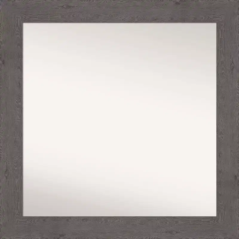 Amanti Art 32" x 32" Non-Beveled Rustic Plank Gray Wall Mirror : Square, Polystyrene Frame, Wall Mounted