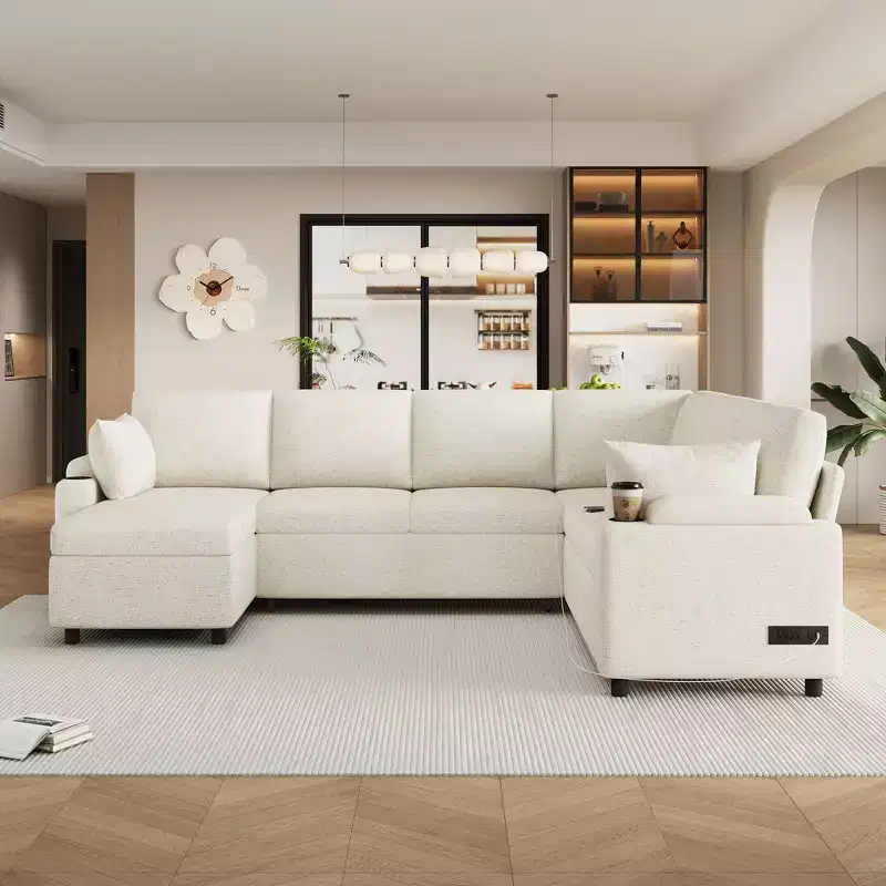 Whisen 109.9 Sectional Sofa Versatile Sofa Bed Sofa Sleeper U-shaped Sofa with Ample Storage Space