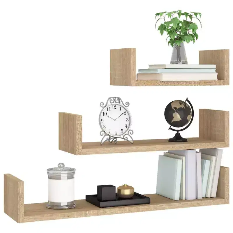 Shelf Black Engineered wood Large Wall-mounted