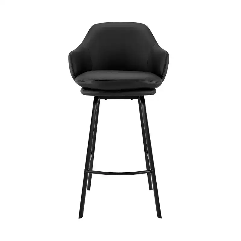 Brooklyn Adjustable Faux Leather Metal Barstool - Armen Living