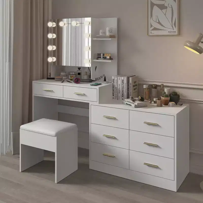 Karl Home | Large Makeup Vanity with Lights Drawers and Storage