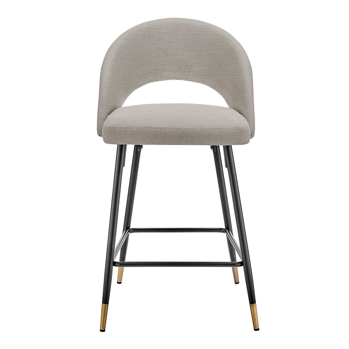 Modern Stone Grey Linen Barstool with Half-Moon Design for Kitchen