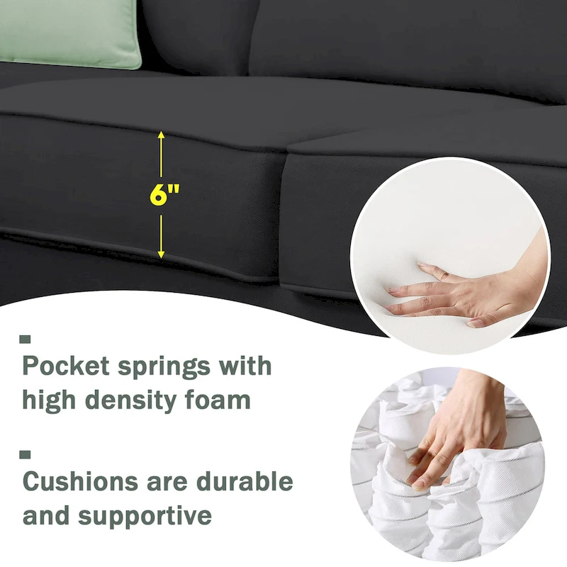 Modern Sectional Sofa with Ottoman, Modular, Spacious