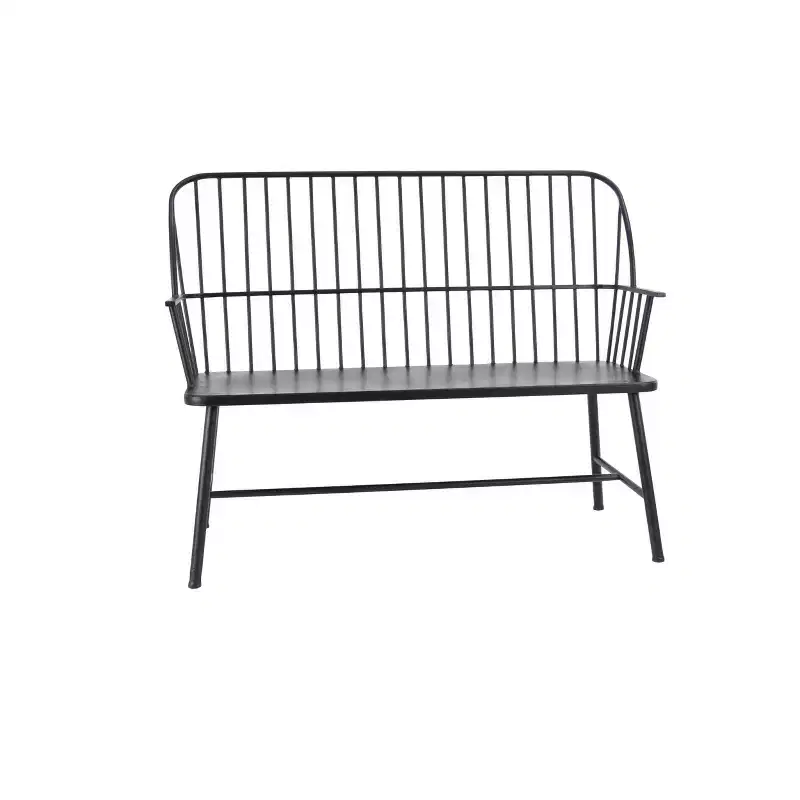Traditional Outdoor Patio Bench - Black - Olivia & May: Weather-Resistant Iron Garden Seating for 2